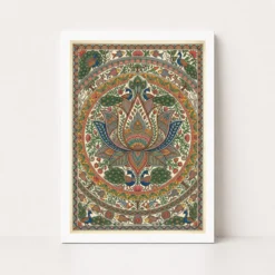 madhubani lotus mandala intricate nature geometry folk art 05 white main