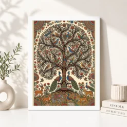 Alternative view of Madhubani Tree Of Life Birds Animals Colorful Folk Art Photo Frame