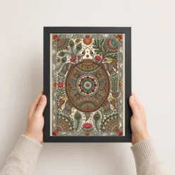 madhubani turtle motif auspicious vibrant intricate folk art 08 black 3