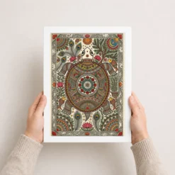 madhubani turtle motif auspicious vibrant intricate folk art 08 white 3