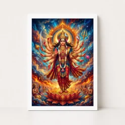 maha lakshmi fierce eighteen arms powerful goddess art 24 white main