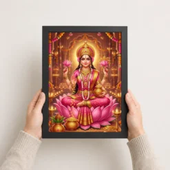 mahalakshmi four arms lotus gold pink diwali devotional art 02 black 3