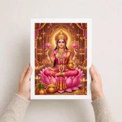 mahalakshmi four arms lotus gold pink diwali devotional art 02 white 3