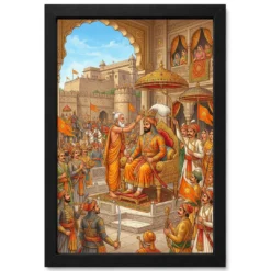 Maharana Pratap Coronation Mewar Royal Saffron Gold Art Photo Frame
