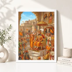 Alternative view of Maharana Pratap Coronation Mewar Royal Saffron Gold Art Photo Frame