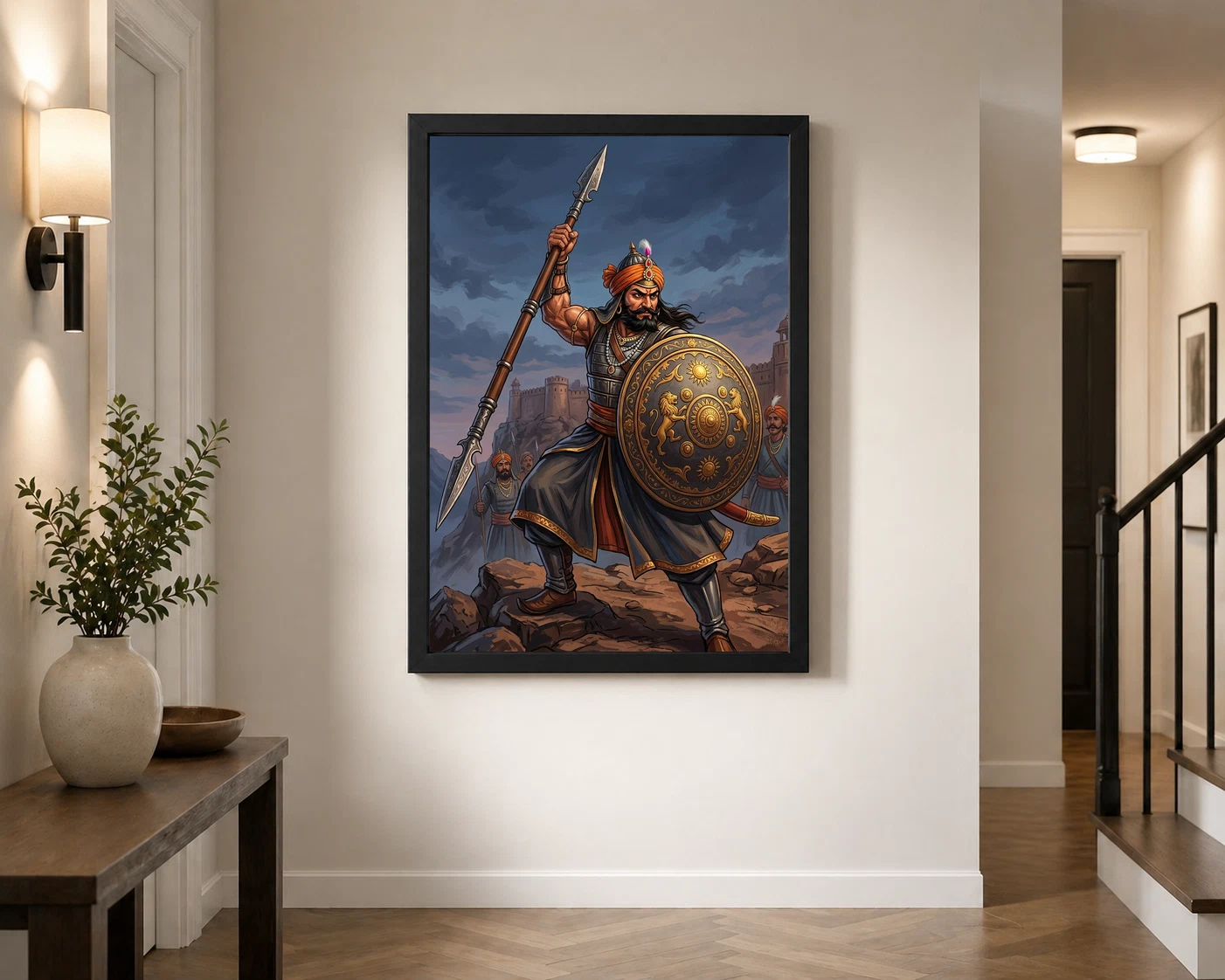 Maharana Pratap Lifting Spear Shield Warrior Strength Art Photo Frame 7 Maharana Pratap Lifting Spear Shield Warrior Strength Art Photo Frame - Image 7