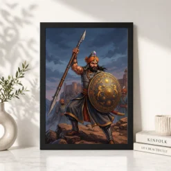 Maharana Pratap Lifting Spear Shield Warrior Strength Art Photo Frame 13 maharana pratap lifting spear shield warrior strength art 05 black 4