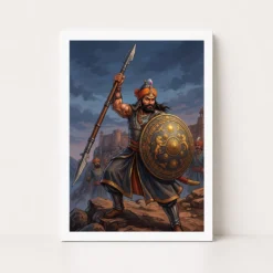 Maharana Pratap Lifting Spear Shield Warrior Strength Art Photo Frame 10 maharana pratap lifting spear shield warrior strength art 05 white main
