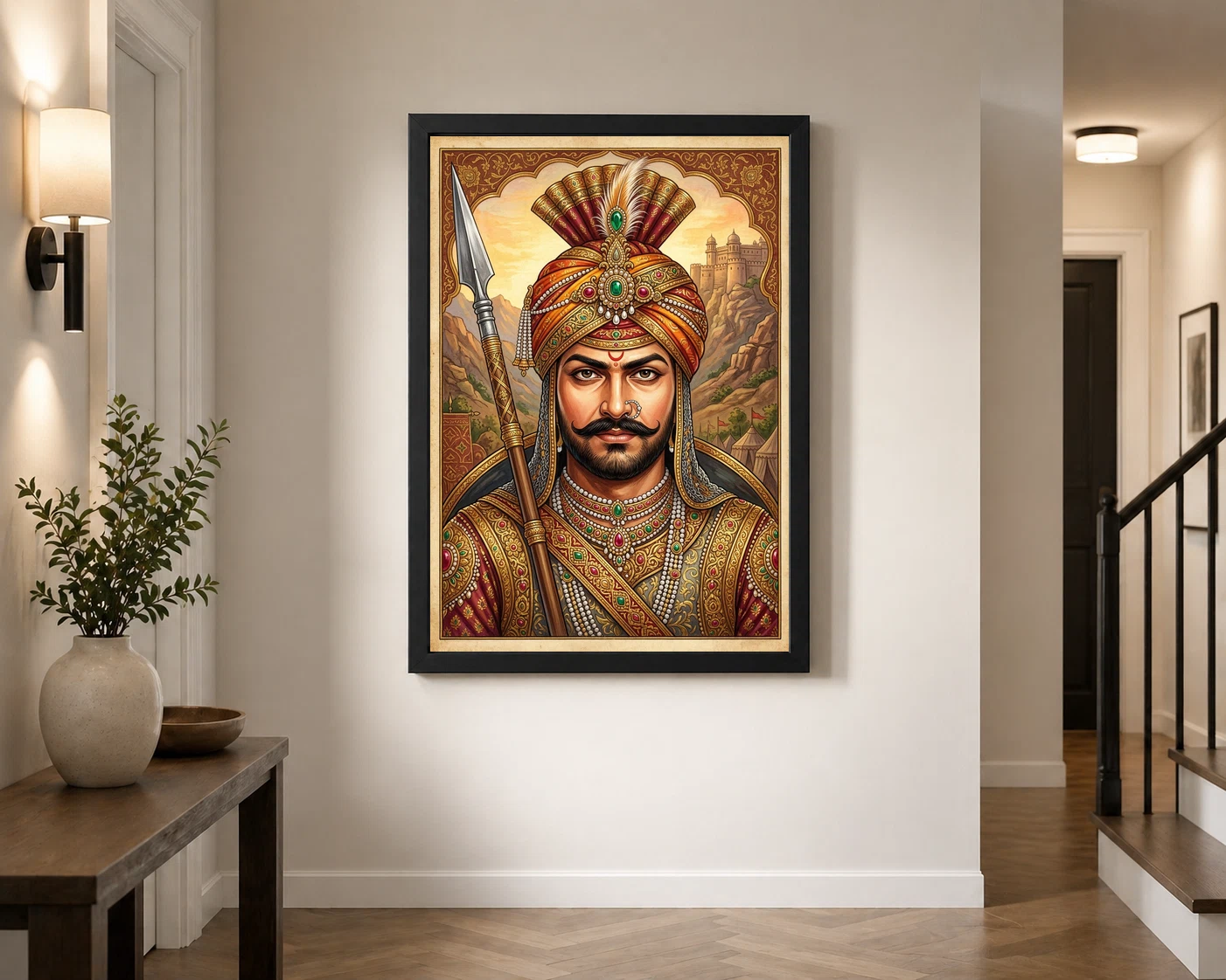 Maharana Pratap Portrait Royal Turban Spear Rajasthani Art Photo Frame 7 Maharana Pratap Portrait Royal Turban Spear Rajasthani Art Photo Frame - Image 7