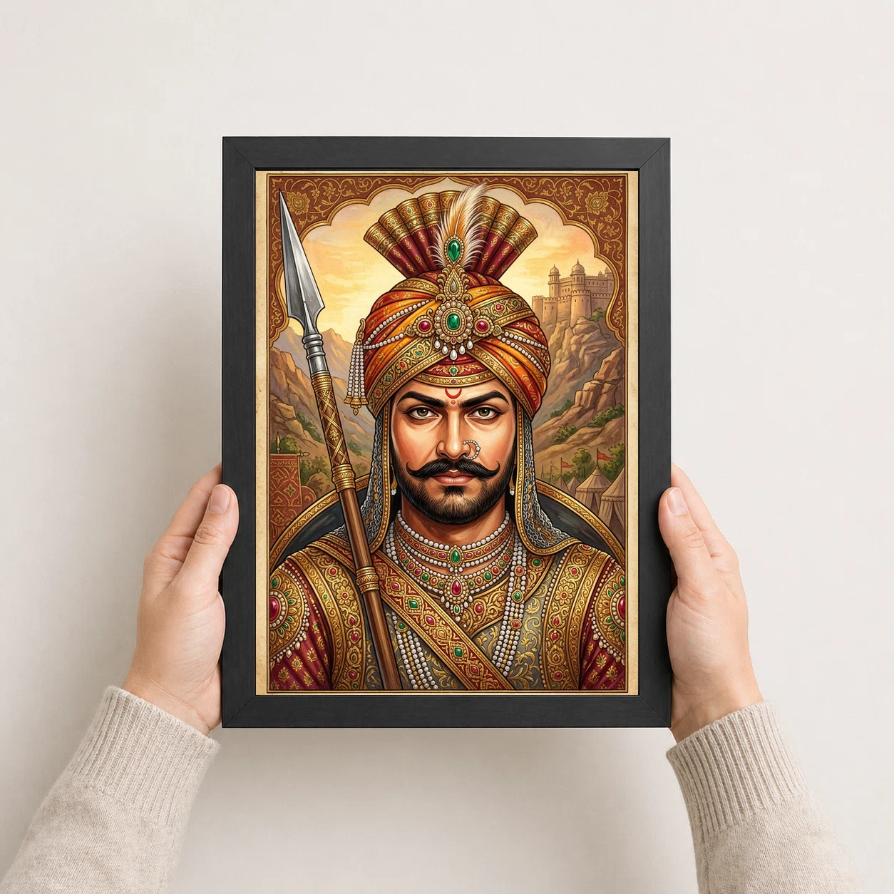Maharana Pratap Portrait Royal Turban Spear Rajasthani Art Photo Frame 8 Maharana Pratap Portrait Royal Turban Spear Rajasthani Art Photo Frame - Image 8