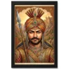 maharana pratap portrait royal turban spear rajasthani art 03 black main
