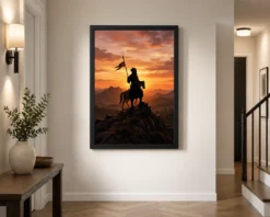 maharana pratap silhouette aravalli saffron sunset pride art 09 black 2