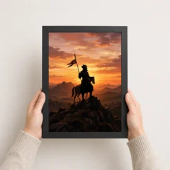 maharana pratap silhouette aravalli saffron sunset pride art 09 black 3