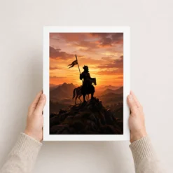 maharana pratap silhouette aravalli saffron sunset pride art 09 white 3