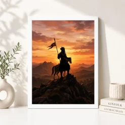 maharana pratap silhouette aravalli saffron sunset pride art 09 white 4