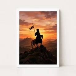 maharana pratap silhouette aravalli saffron sunset pride art 09 white main