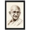 mahatma gandhi charcoal sketch portrait round glasses art 01 black main