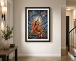 mahishasuramardini durga demon battle dramatic epic art 07 black 2