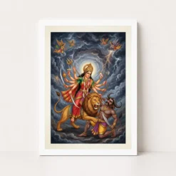 mahishasuramardini durga demon battle dramatic epic art 07 white main