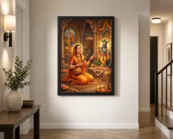 meera bai krishna devotion bhakti saffron spiritual art 22 black 2