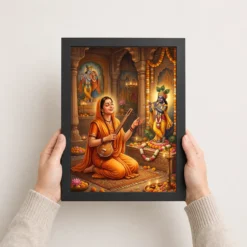 meera bai krishna devotion bhakti saffron spiritual art 22 black 3