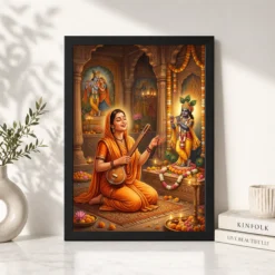 Alternative view of Meera Bai Krishna Devotion Bhakti Saffron Spiritual Art Photo Frame