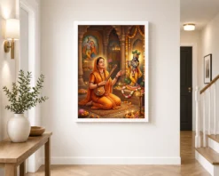 meera bai krishna devotion bhakti saffron spiritual art 22 white 2