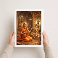 meera bai krishna devotion bhakti saffron spiritual art 22 white 3