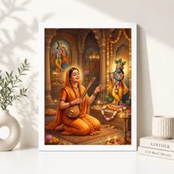 meera bai krishna devotion bhakti saffron spiritual art 22 white 4