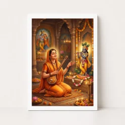 meera bai krishna devotion bhakti saffron spiritual art 22 white main