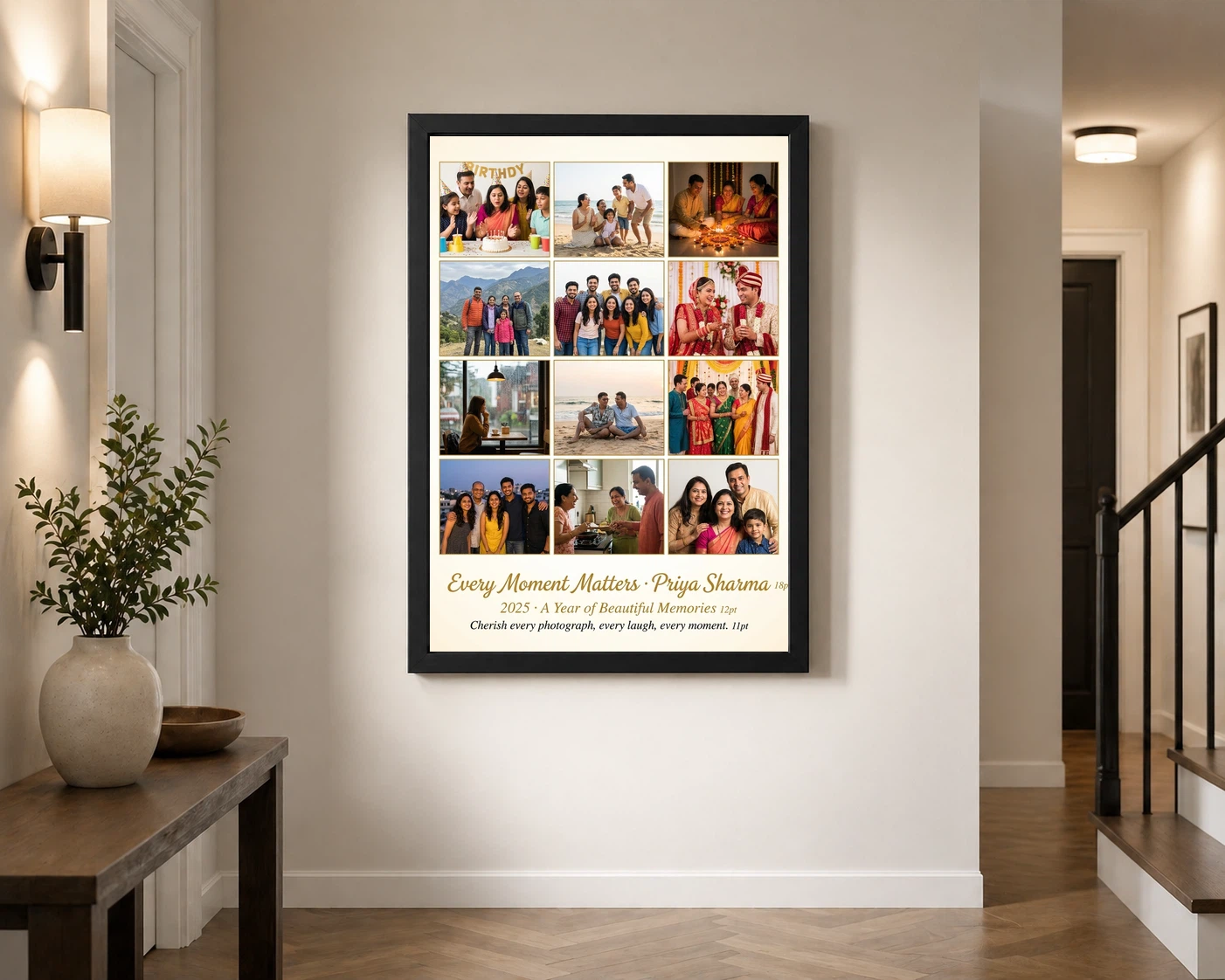 Multi Photo Collage Frame Warm Grid Family Memories Photo Frame 2 Multi Photo Collage Frame Warm Grid Family Memories Photo Frame - Image 2