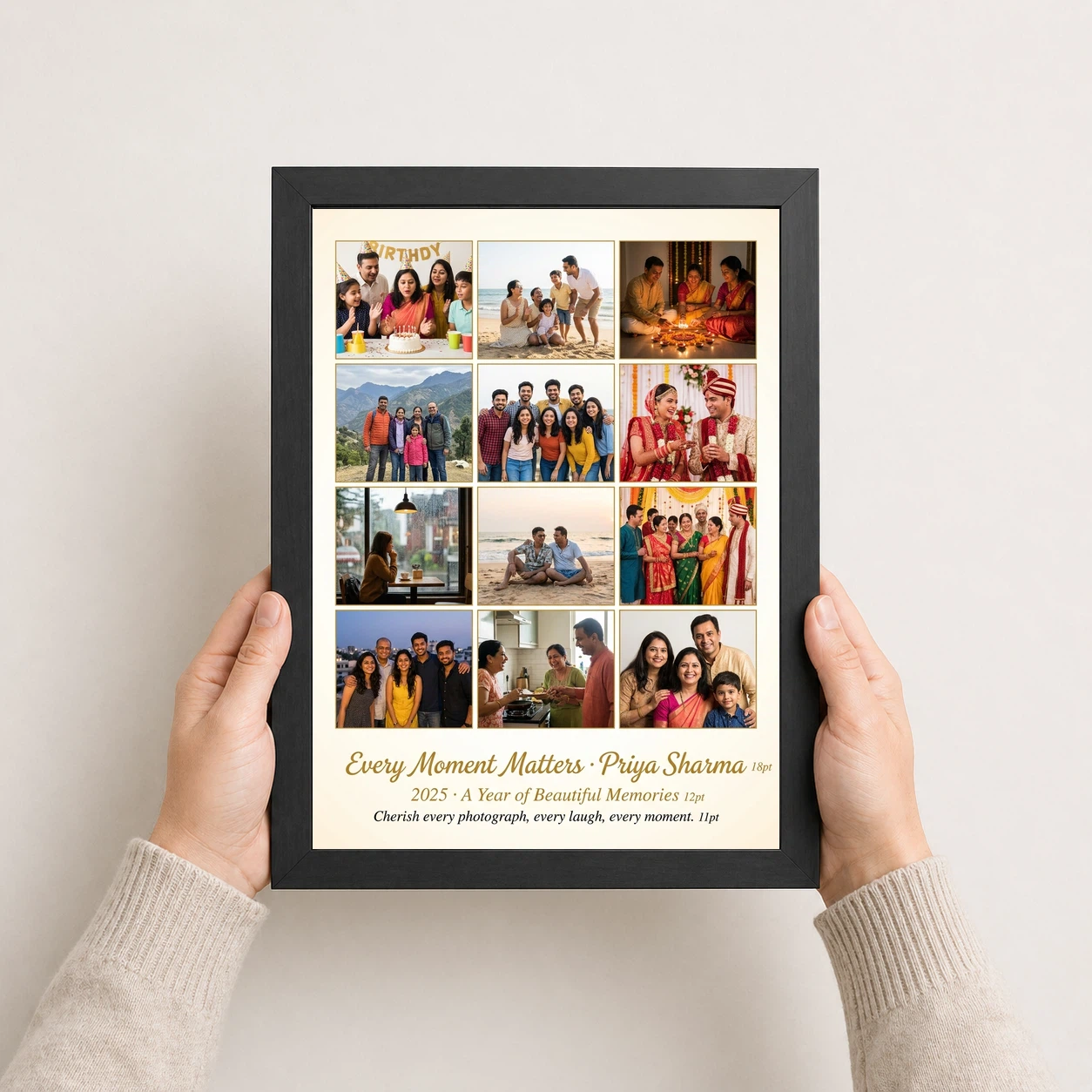 Multi Photo Collage Frame Warm Grid Family Memories Photo Frame 3 Multi Photo Collage Frame Warm Grid Family Memories Photo Frame - Image 3