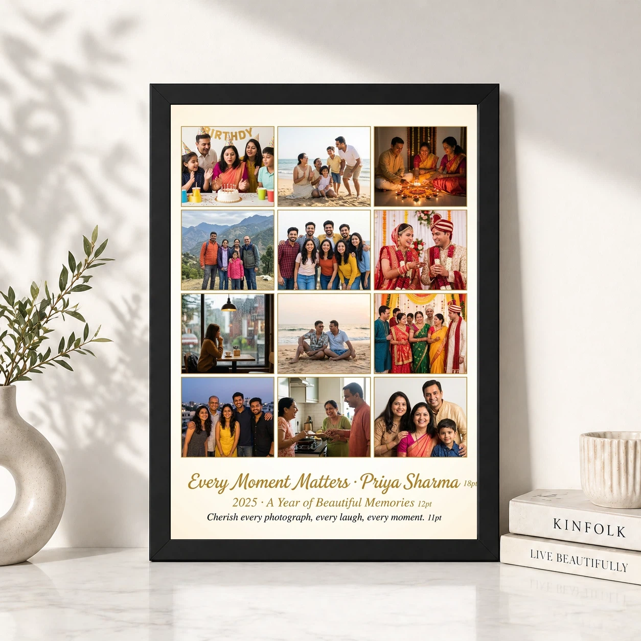 Multi Photo Collage Frame Warm Grid Family Memories Photo Frame 4 Multi Photo Collage Frame Warm Grid Family Memories Photo Frame - Image 4