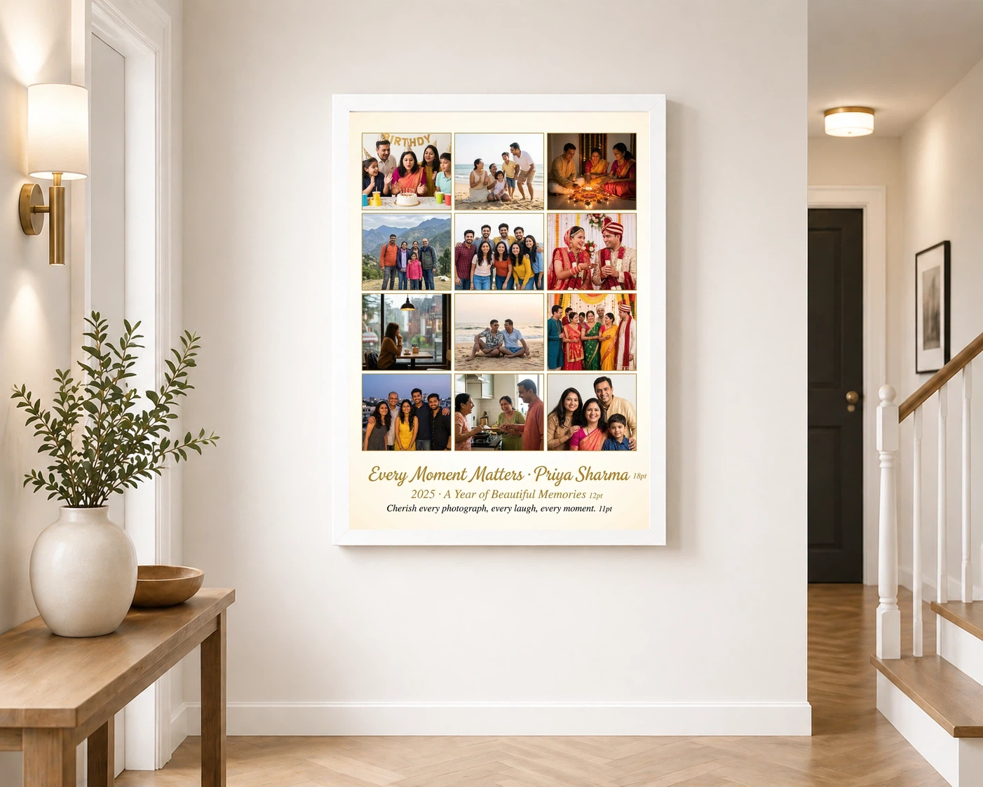 Multi Photo Collage Frame Warm Grid Family Memories Photo Frame 6 Multi Photo Collage Frame Warm Grid Family Memories Photo Frame - Image 6