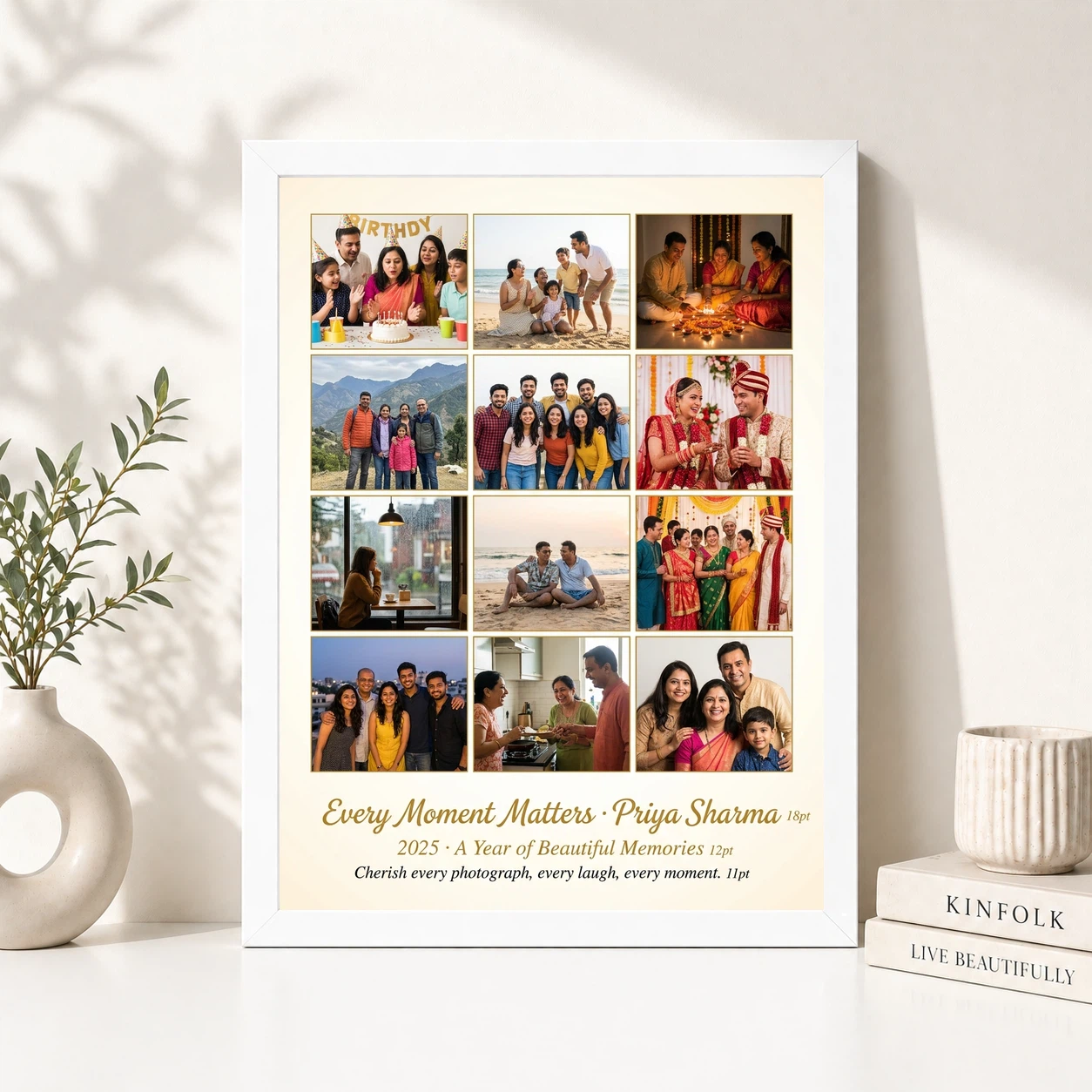 Multi Photo Collage Frame Warm Grid Family Memories Photo Frame 8 Multi Photo Collage Frame Warm Grid Family Memories Photo Frame - Image 8