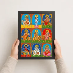 navdurga nine forms durga vibrant festival devotional art 05 black 3