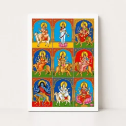 navdurga nine forms durga vibrant festival devotional art 05 white main