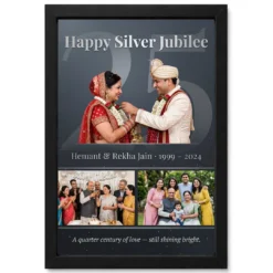 Parents Anniversary 25th Silver Heart Milestone Celebration Photo Frame