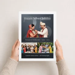 parents anniversary 25th silver heart milestone celebration photo frame 02 white 3