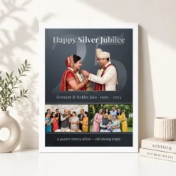 parents anniversary 25th silver heart milestone celebration photo frame 02 white 4