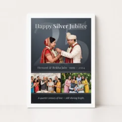 parents anniversary 25th silver heart milestone celebration photo frame 02 white main
