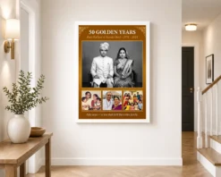 parents anniversary 50th golden rose heart milestone photo frame 02 white 2