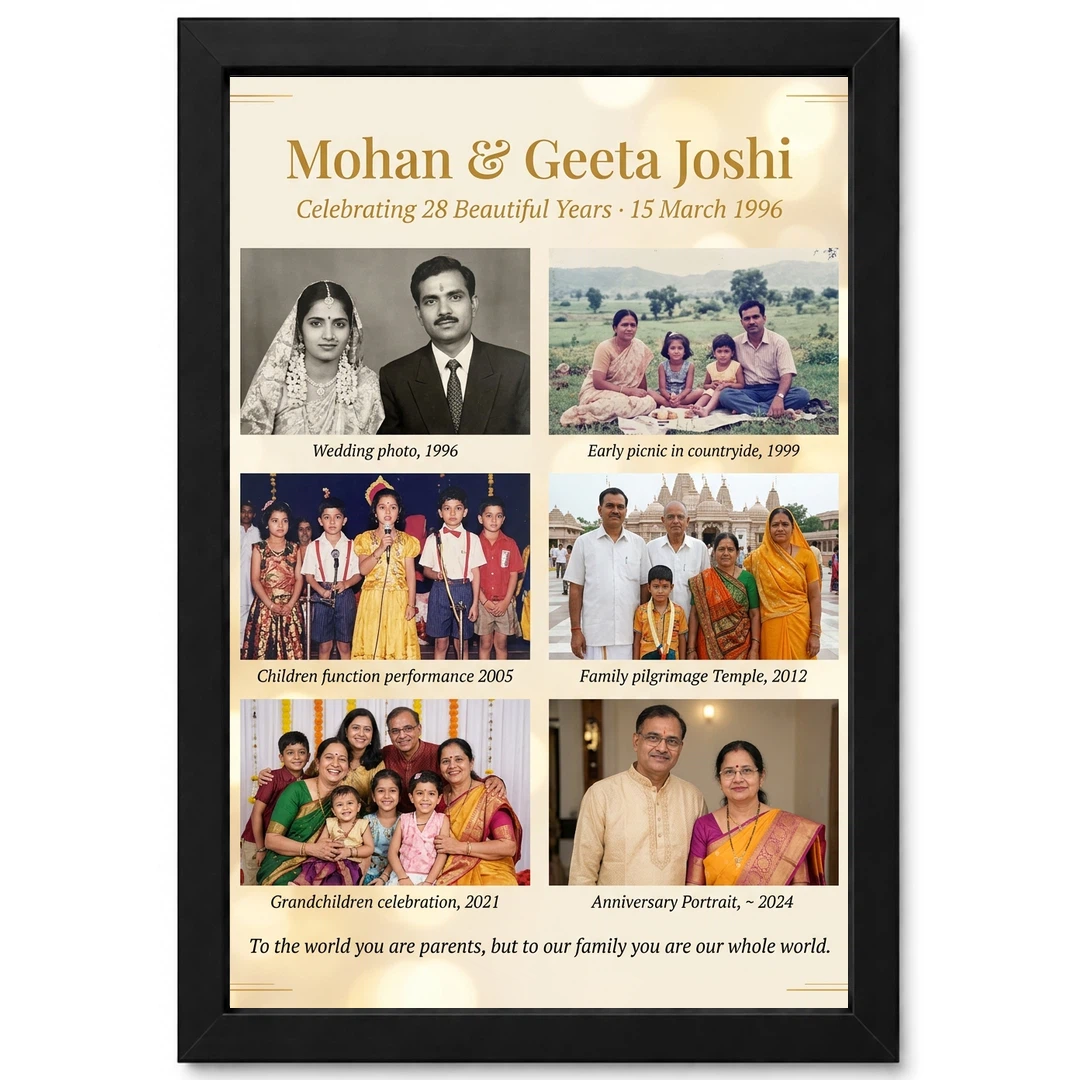 Parents Anniversary Family Collage Memories Timeline Photo Frame 1 Parents Anniversary Family Collage Memories Timeline Photo Frame