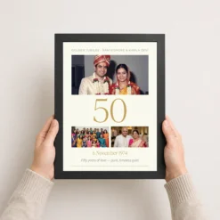 parents anniversary golden jubilee 50 floral celebration photo frame 03 black 3