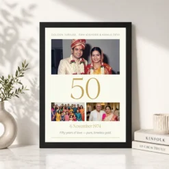 parents anniversary golden jubilee 50 floral celebration photo frame 03 black 4