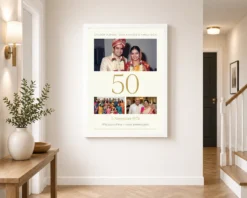 parents anniversary golden jubilee 50 floral celebration photo frame 03 white 2