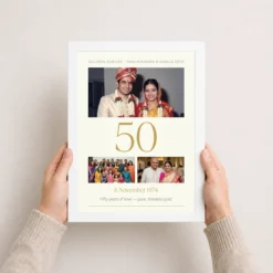 parents anniversary golden jubilee 50 floral celebration photo frame 03 white 3