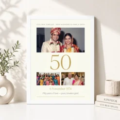 parents anniversary golden jubilee 50 floral celebration photo frame 03 white 4