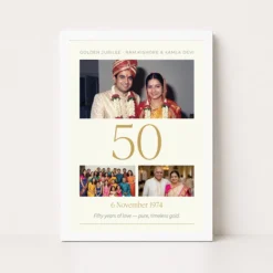 parents anniversary golden jubilee 50 floral celebration photo frame 03 white main