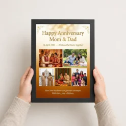 parents anniversary mom dad love heart couple portrait photo frame 01 black 3